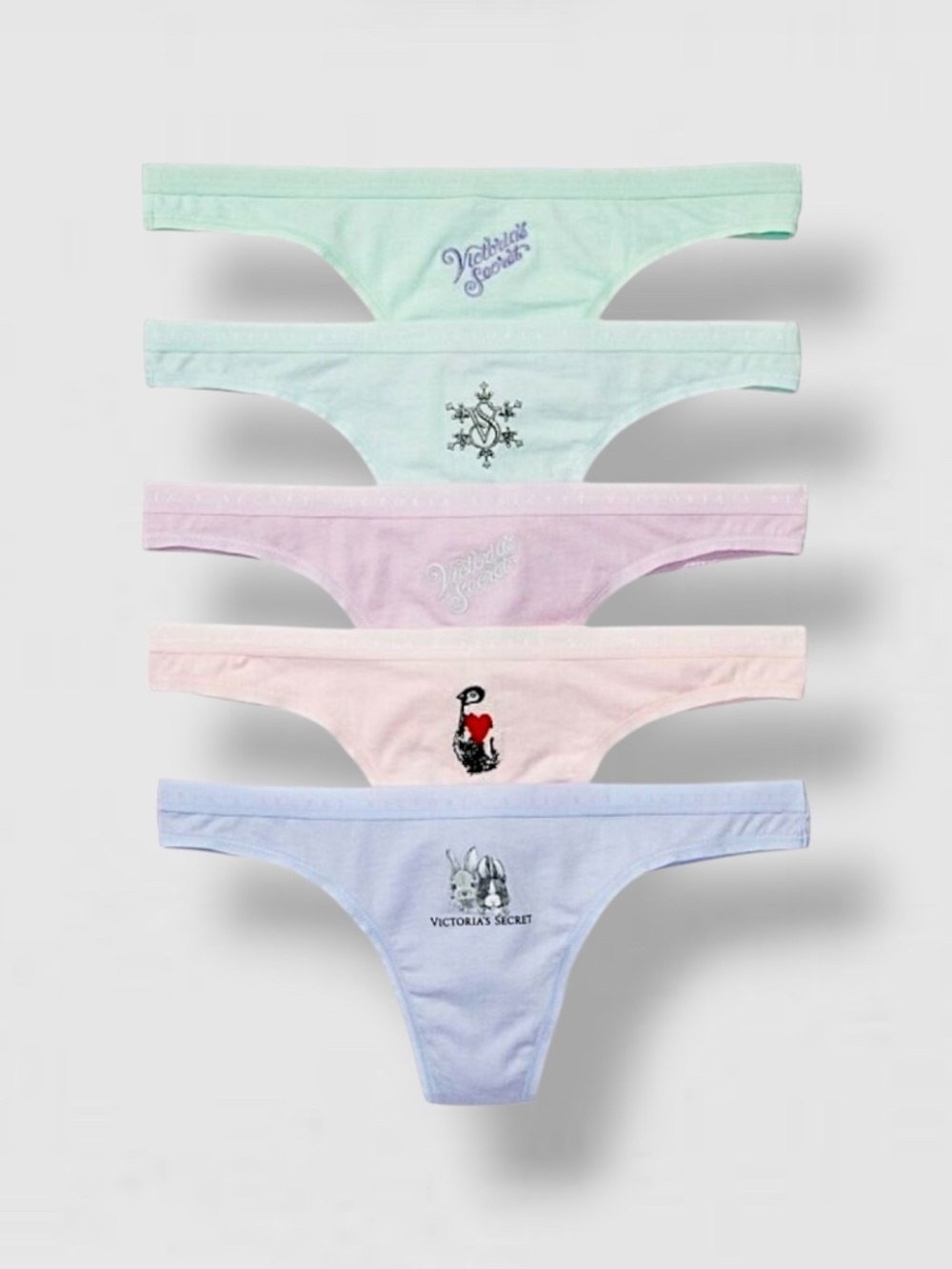 Victoria’s Secret 5pk Thong Panties Lot of 5 Large New